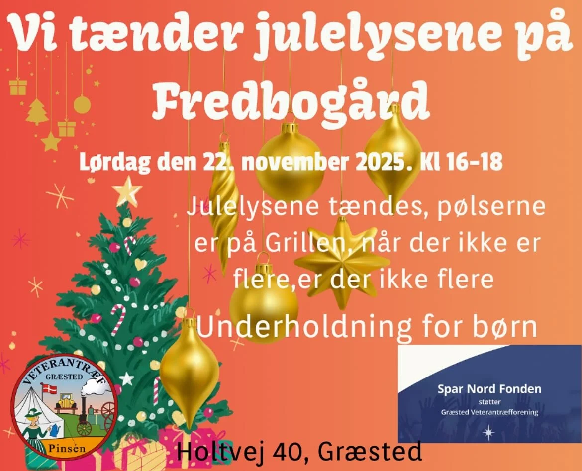 🤶🏻🎅🏼L&oslash;rdag den 22 november kl 16-18 spreder vi julehygge p&aring; Fredbog&aring;rd. Vi t&aelig;nder grillen. Der er p&oslash;lser, s&aring; l&aelig;nge lager haves. Der kan k&oslash;bes &aelig;bleskiver. 
Nisserne kommer forbi og skaber li
