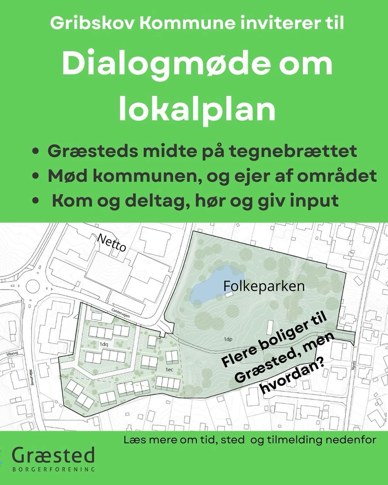 Fra Gribskov Kommune: 🏠👷&zwj;♂️Invitation til Dialogm&oslash;de mandag d. 24. november
2025 fra kl. 18.45 til 20.00. M&oslash;det vil blive afholdt p&aring;
Gribskolen Gr&aelig;sted, i det store lokale (Kantinen) overfor Bibliotektet BLIK.
Gr&aelig