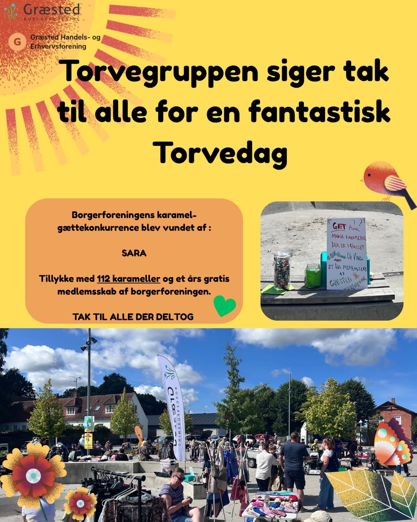 🌞Godt vejr, veteranbiler, musik, boder og glade mennesker. Tak til alle der deltog og kom forbi p&aring; Torvedagen i Gr&aelig;sted.

Tillykke til Sara, der vandt borgerforenings g&aelig;ttekonkurrence😎
#gr&aelig;sted#f&aelig;llesskab#nordsjaelland