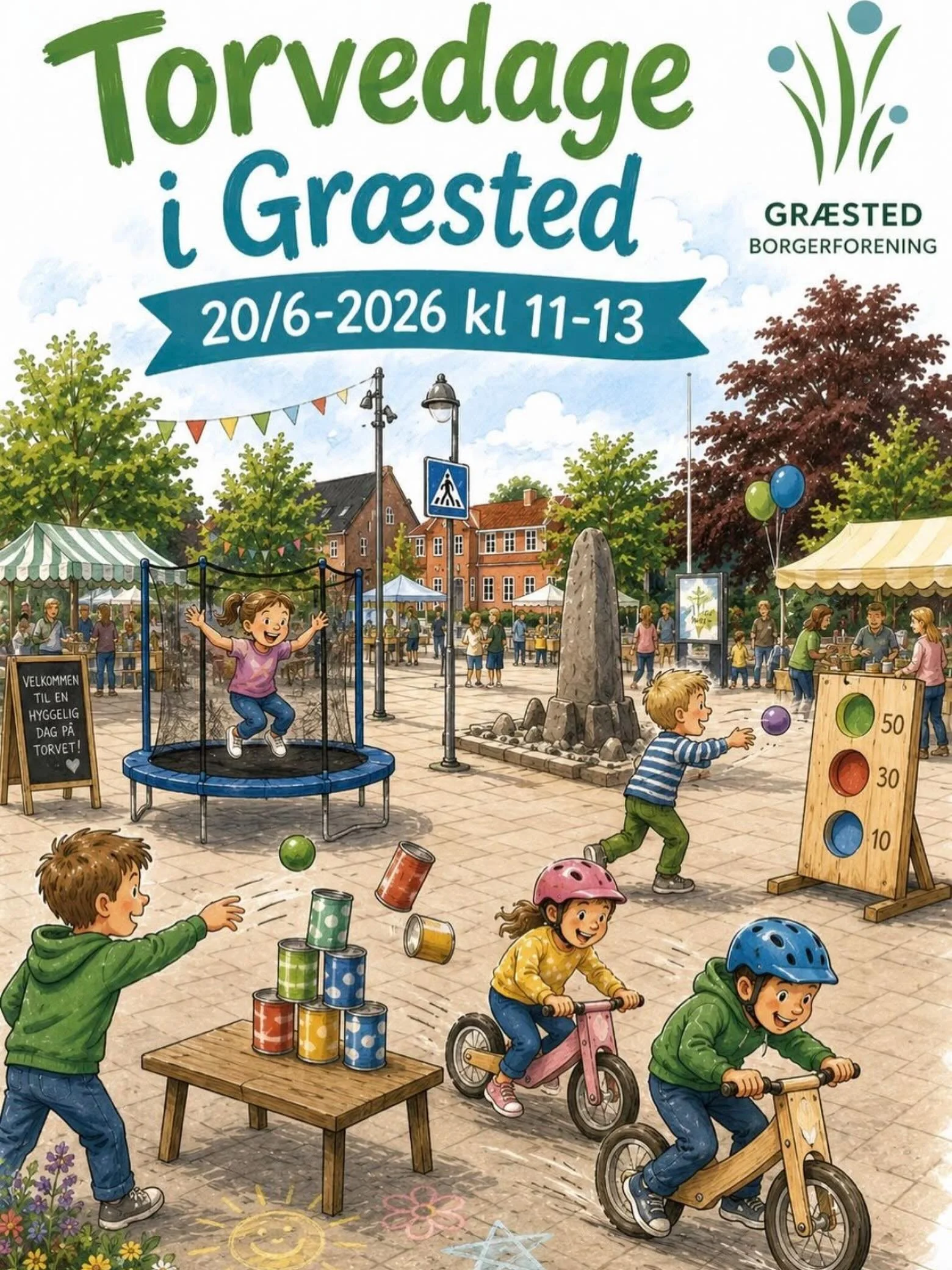 🏀🏑Vi h&aring;ber meget at se jer til B&oslash;rnedage p&aring; Torvet i Gr&aelig;sted l&oslash;rdag d 20/6-26 fra kl 11.00-13.00. 🎳🎯
🥇Her vil du kunne dyste i d&aring;sekast, hoppebane, kravletunel, trampolin, scooterr&aelig;s og meget mere. 🥇
