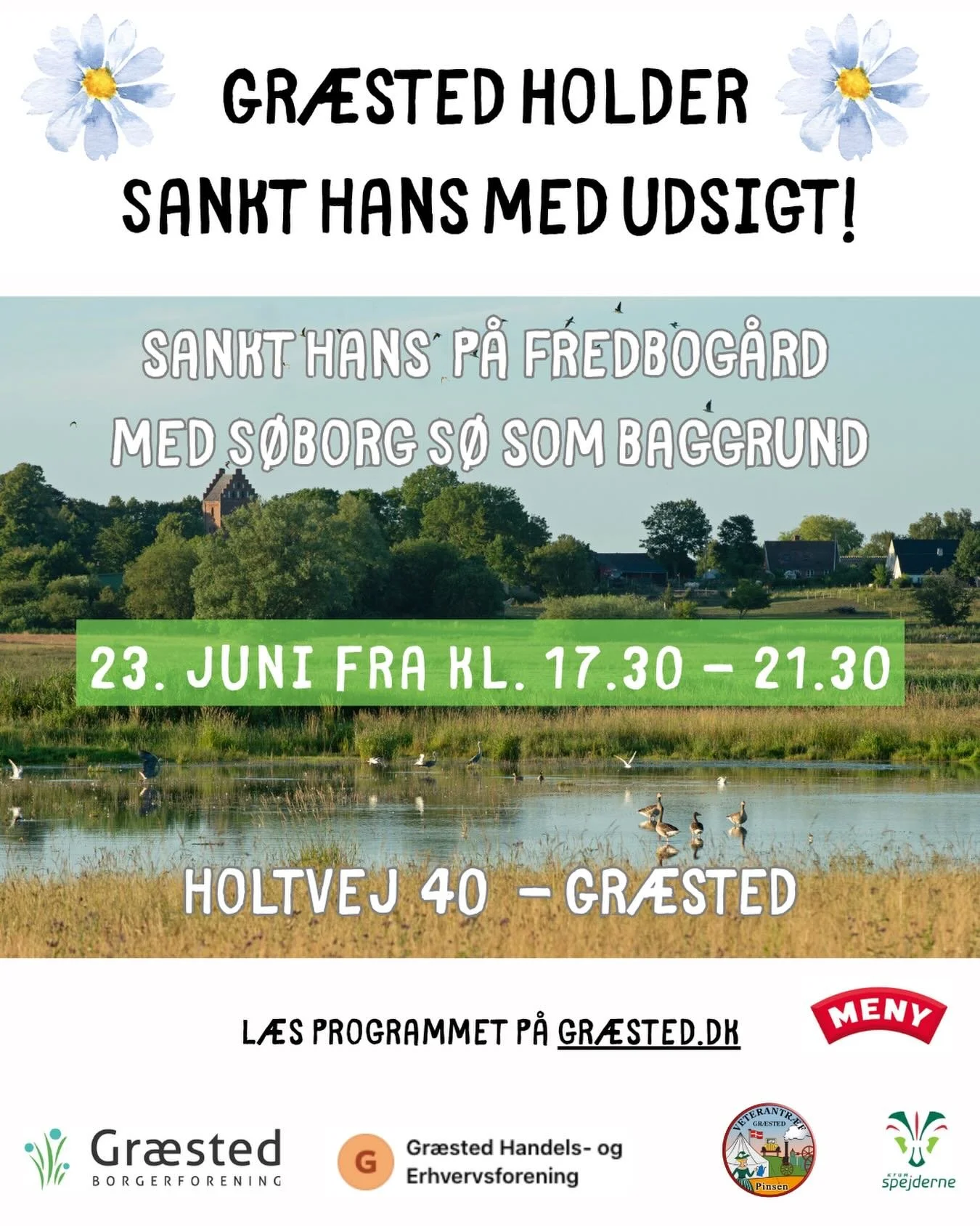 🌟Sankt Hans p&aring; Fredbog&aring;rd 🔥

Gr&aelig;sted Borgerforening, Handels- og Erhvervsforeningen, Veterantr&aelig;fforeningen og KFUM spejderne inviterer til en hyggelig Sankt Hans-aften for hele byen.

😃Tag familien, naboen og madkurven med 