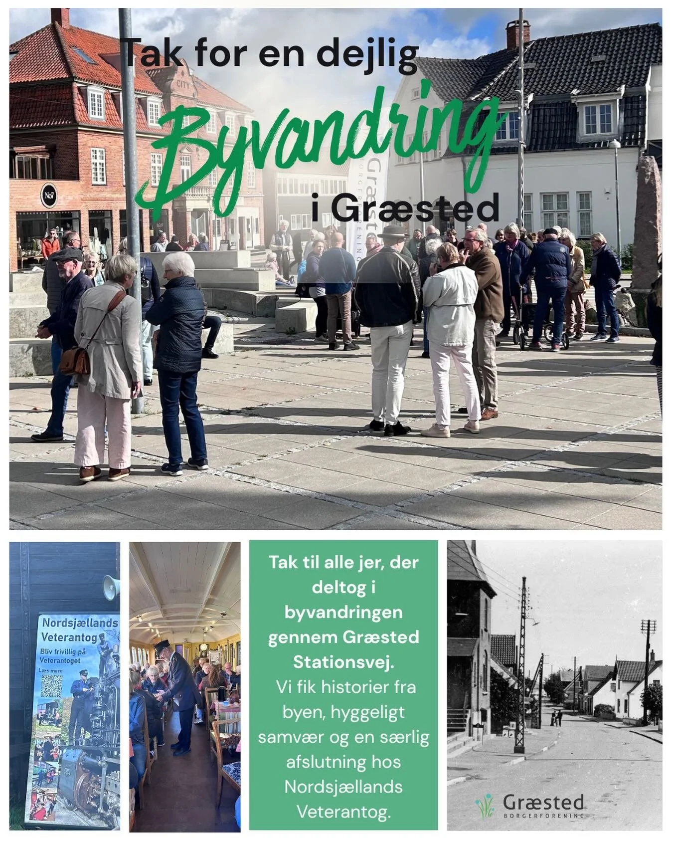 🌟Tak for en hyggelig byvandring i Gr&aelig;sted 

Over 70 deltagere var med p&aring; dagens byvandring gennem Gr&aelig;sted. Det var langt flere, end vi havde turdet h&aring;be p&aring;, og dejligt at opleve den store interesse for byens historie.

