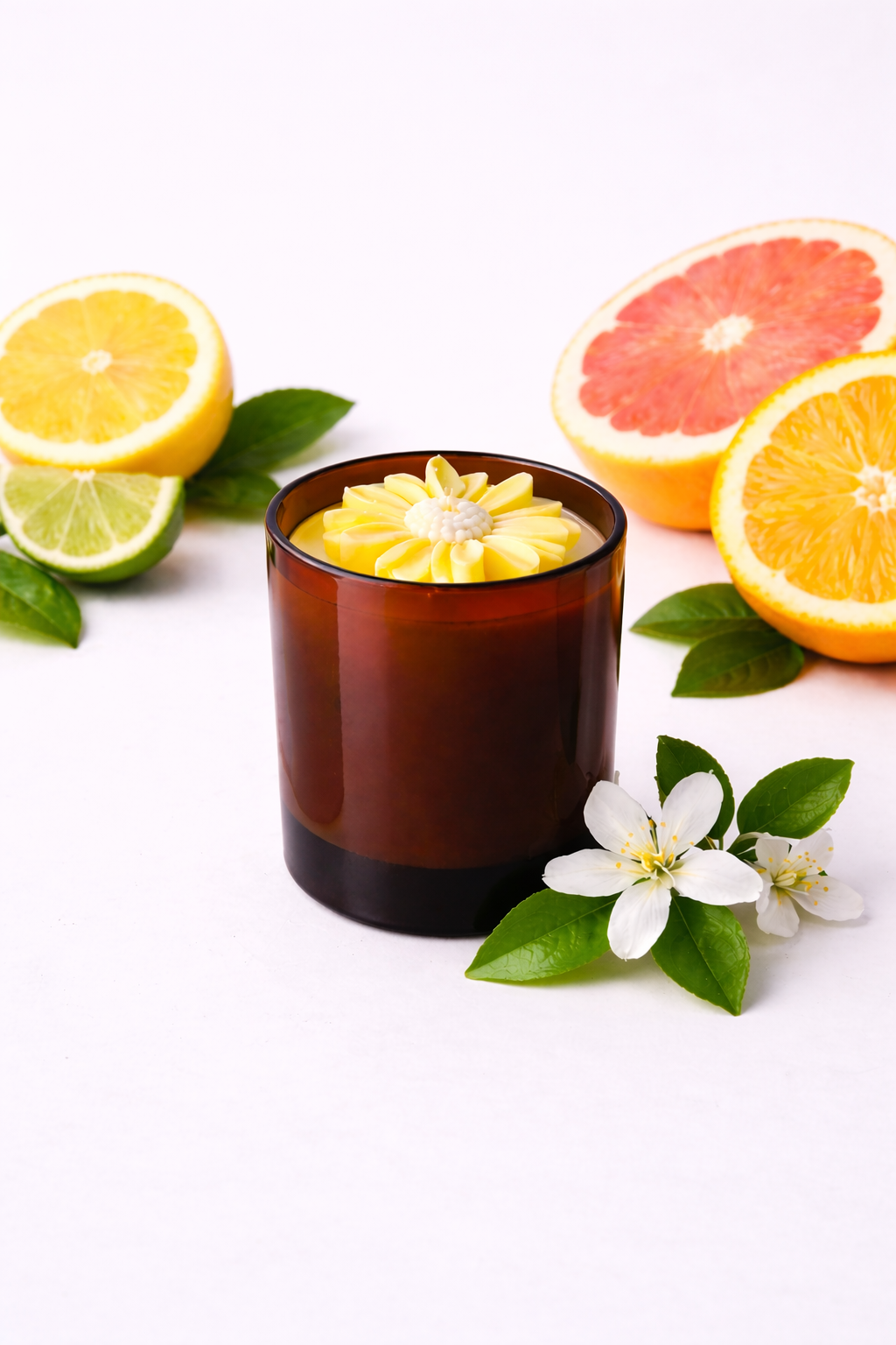 Candle und Zitrusfrüchte im Sonnenlicht.png