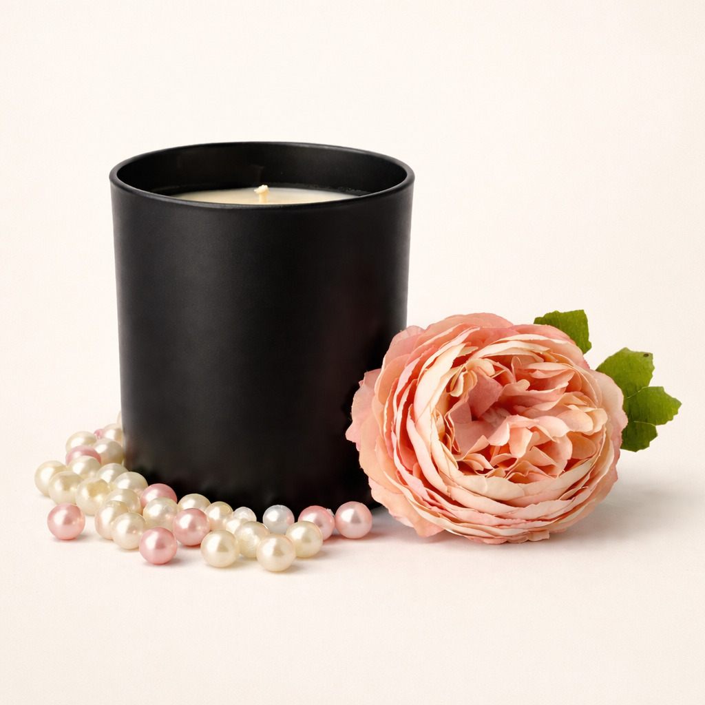 Schwarze Kerze und Rosenblüte in Harmonie.png