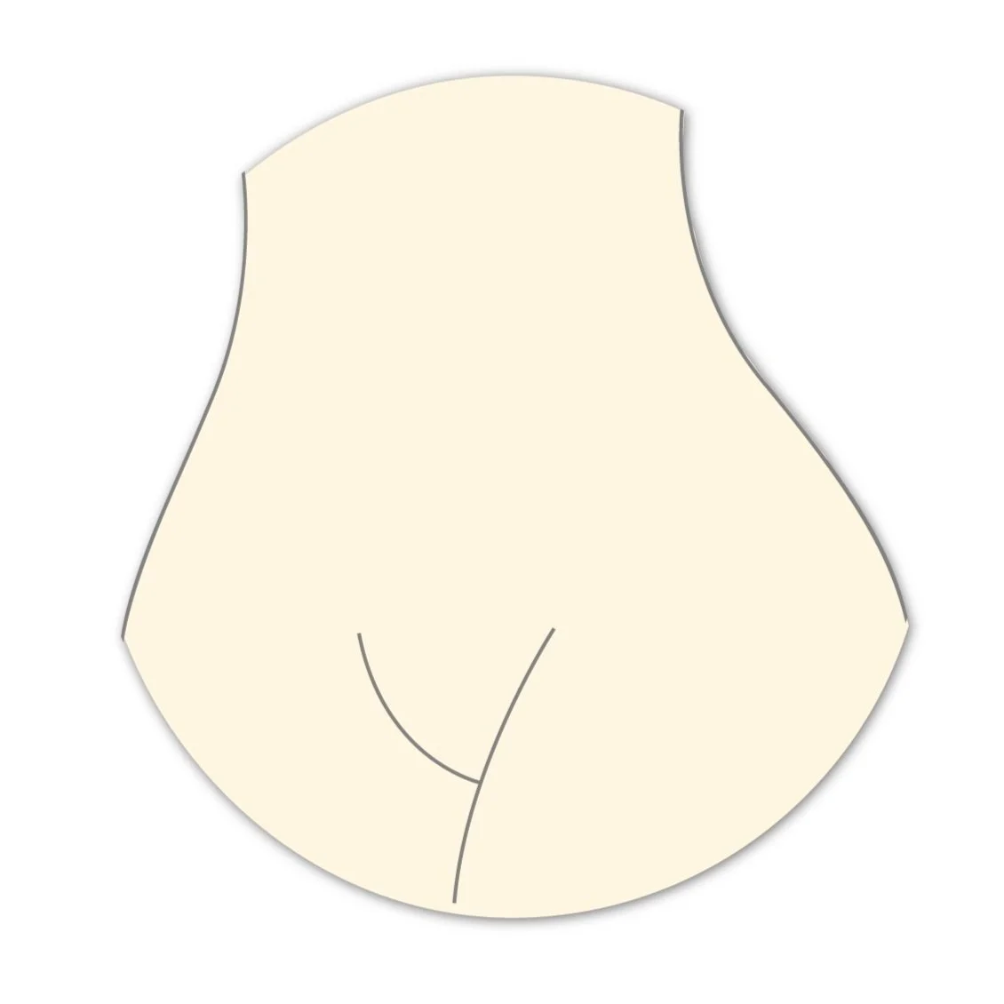 Illustration of a human buttocks with a simplified, cartoonish style and a light skin tone.