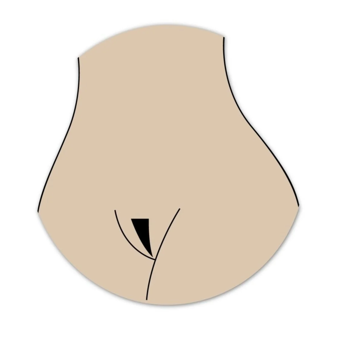 A simple illustration of a human buttocks and anal opening, depicted in a minimalist style with neutral colors.