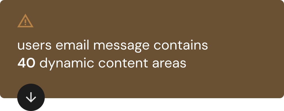 1. users email message contains  40 dynamic content areas