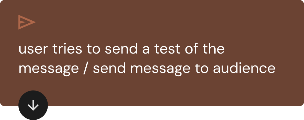 2. user tries to send a test of the message / send message to audience
