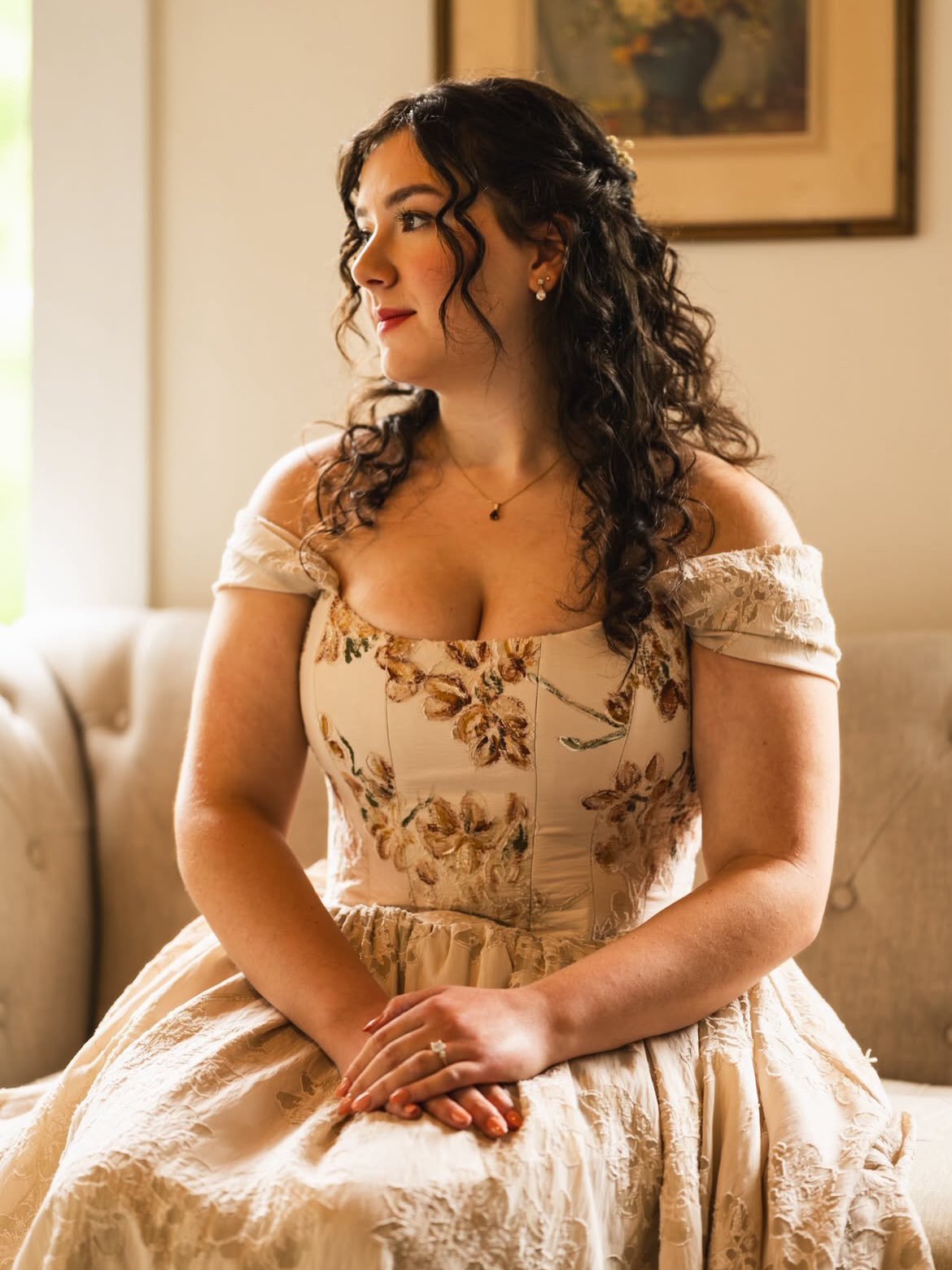Angelina is a picture of wistful romance in the hand-painted Julia gown by @loulettebride for her May wedding. 

Bride: @amhw719 
Hair &amp; Makeup: @beautybymarissaatl 
Venue: @themcgarityhouse 
Photography: @josh.durham