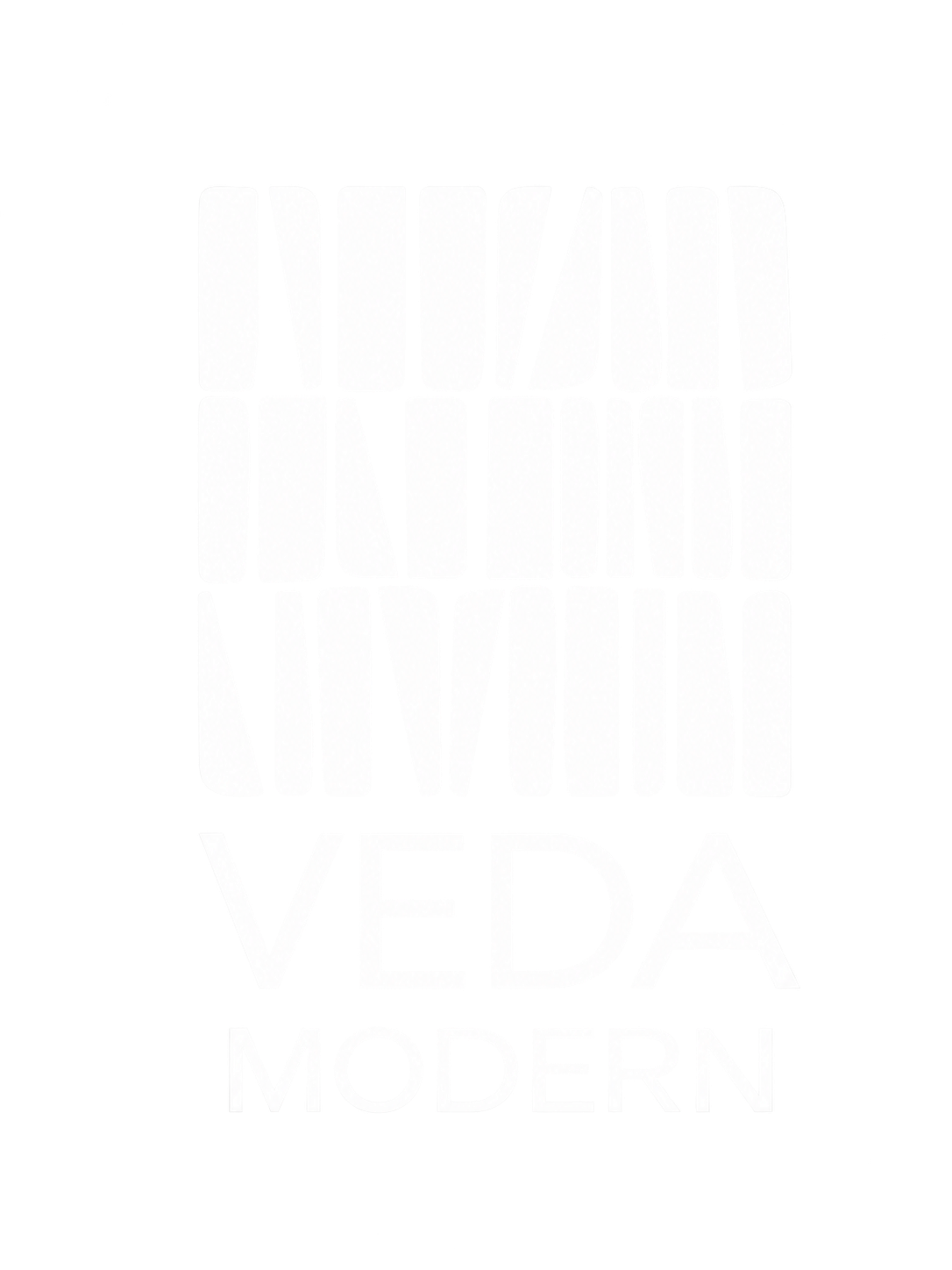 Distressed white typography reading “MODERN VILLA VEDA MODERN” on a black background