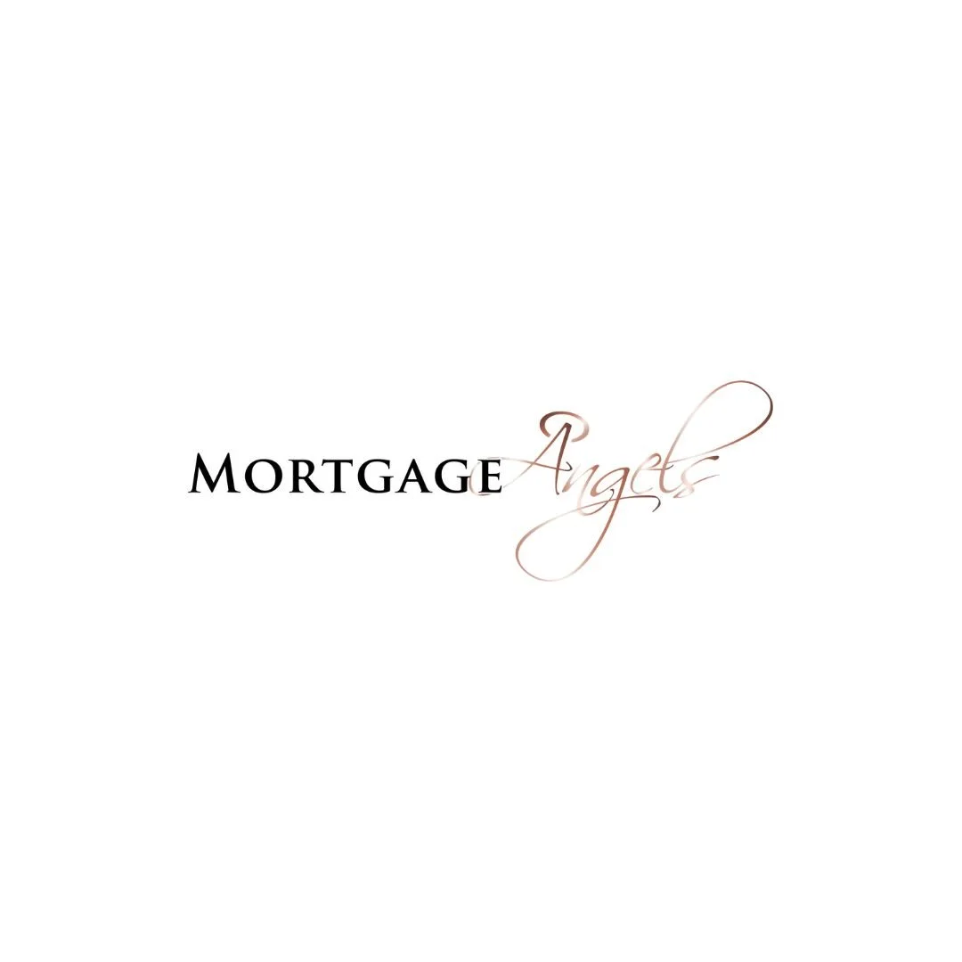 Text with 'Mortgage Angels' in black and script fonts on a white background.