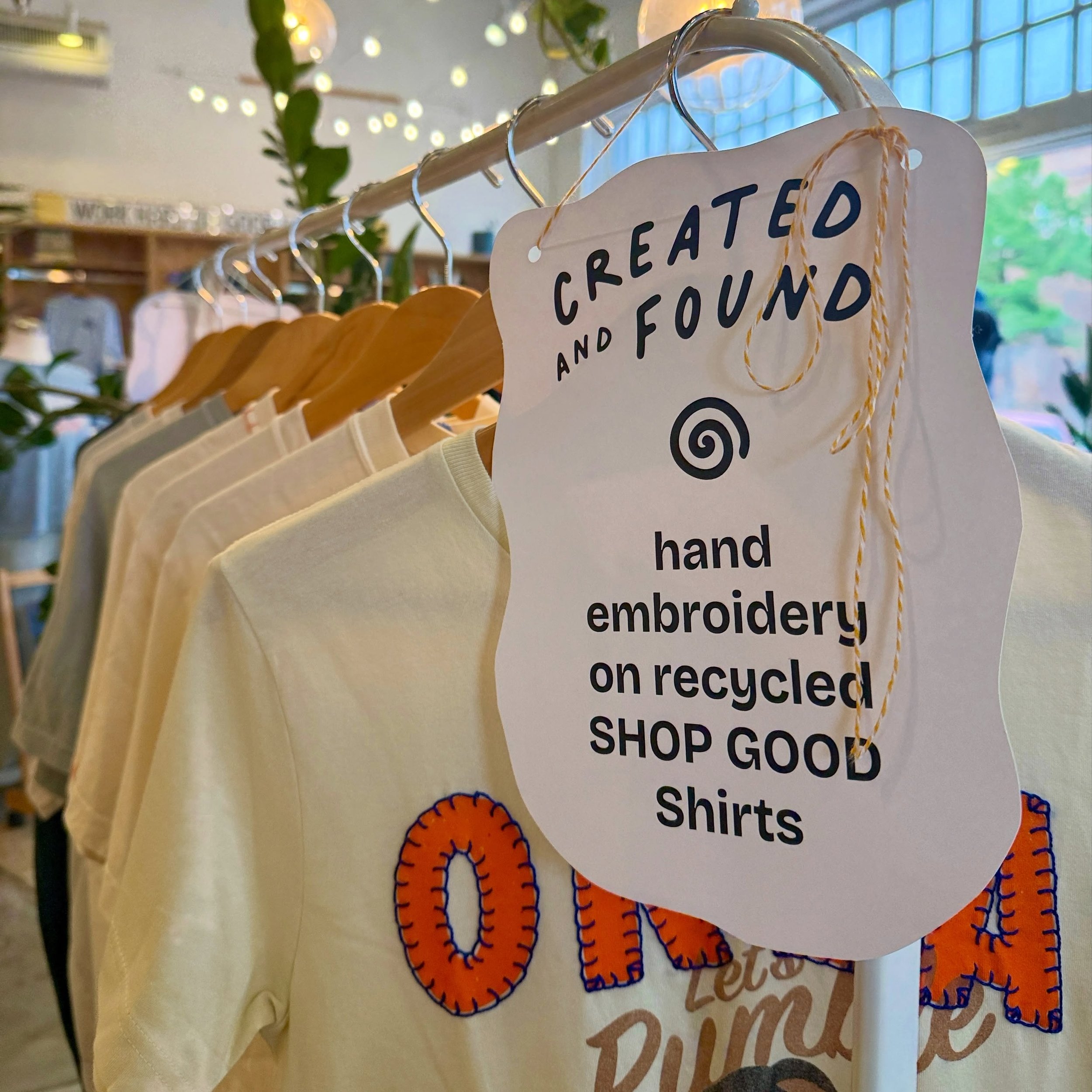 We are thrilled to announce this collaboration with @createdandfoundshop to breathe some new life into some of our recycled tees! If you are a fan of our test tees, you will love to see what she has added to them! Each piece is one of a kind, with co