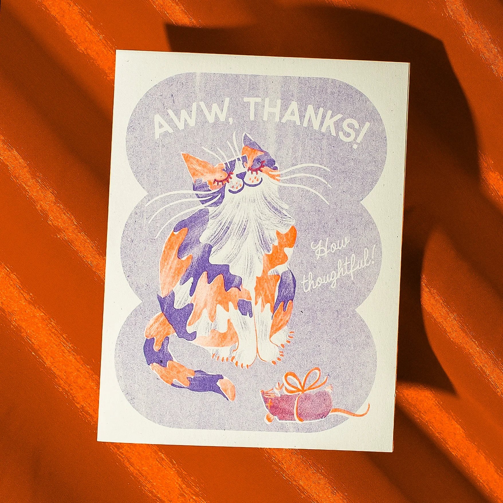 Aww, Thanks! Cat Risograph Greeting Card
