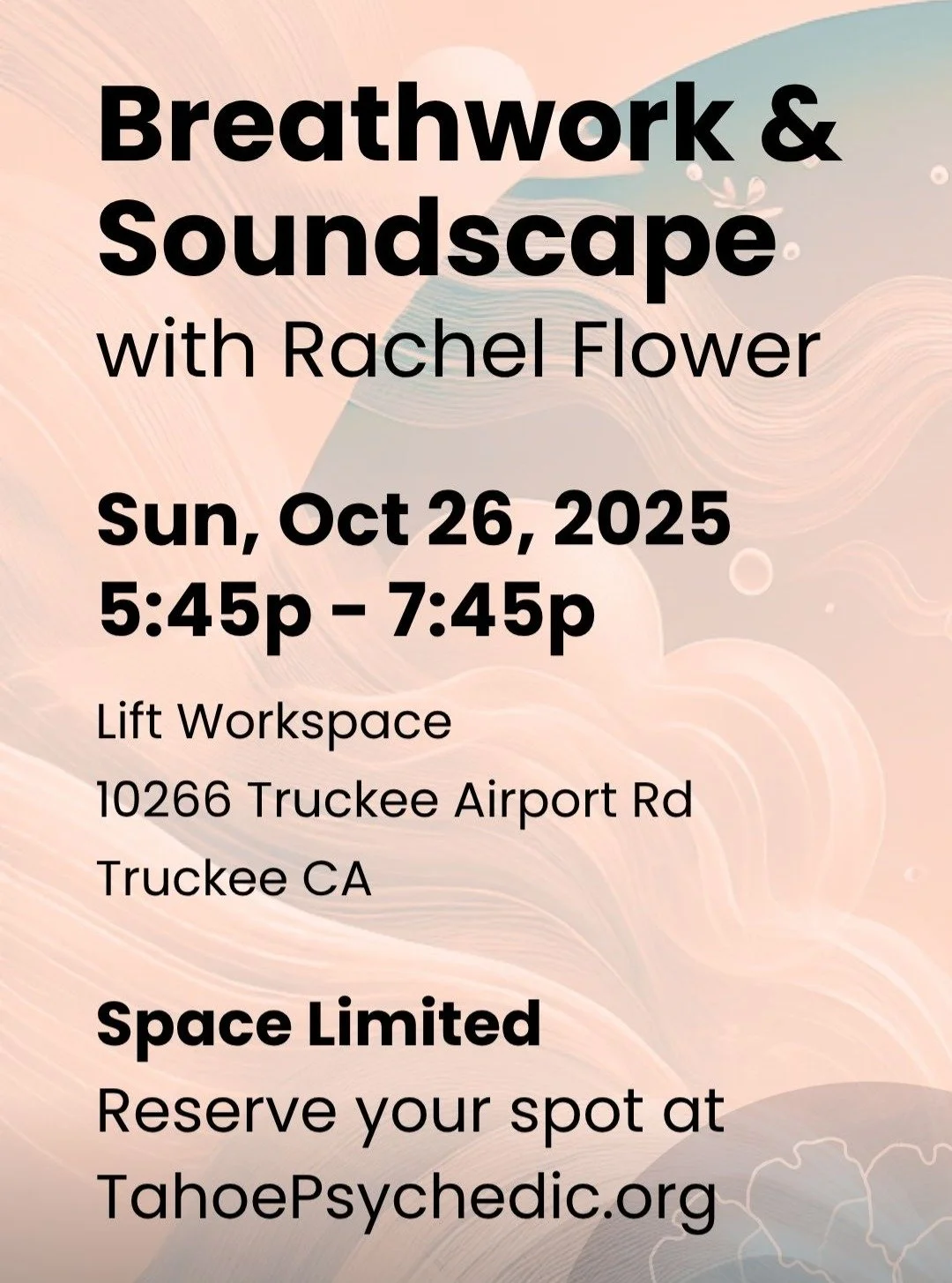 Get into your body with your breath. 
Rachel Flower is guiding Oct 26.