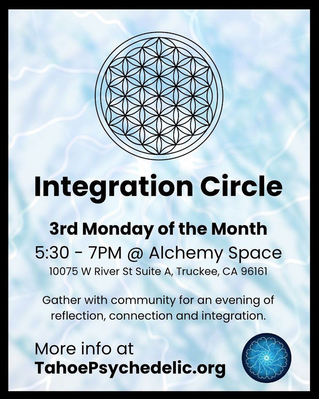 ⭕️ We are delighted to begin a partnership with Alchemy Space @alchemyspacetruckee where we will be hosting a monthly integration circle.  See you there!