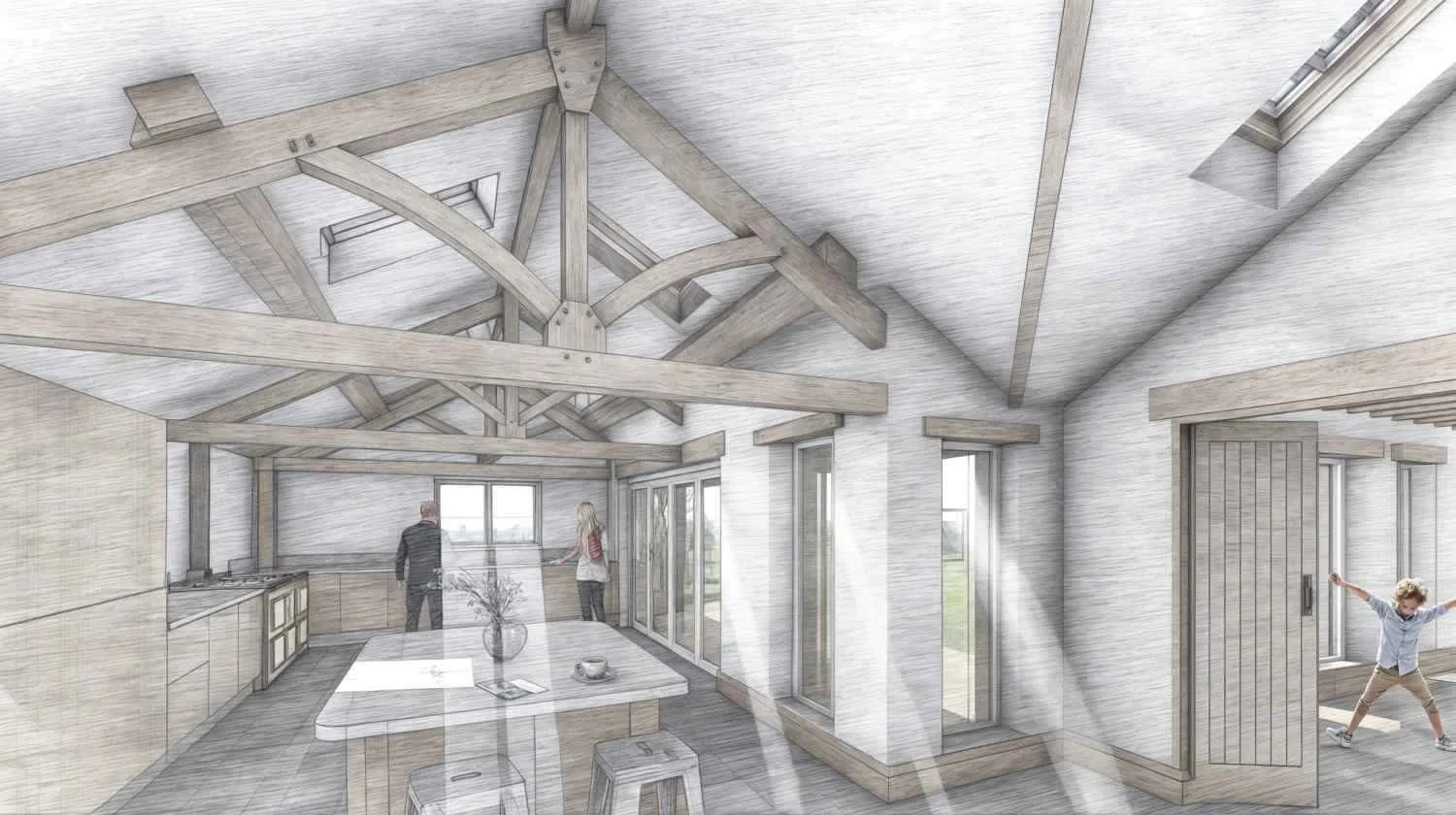 King post truss kitchen extension design Solihull McTernan Design