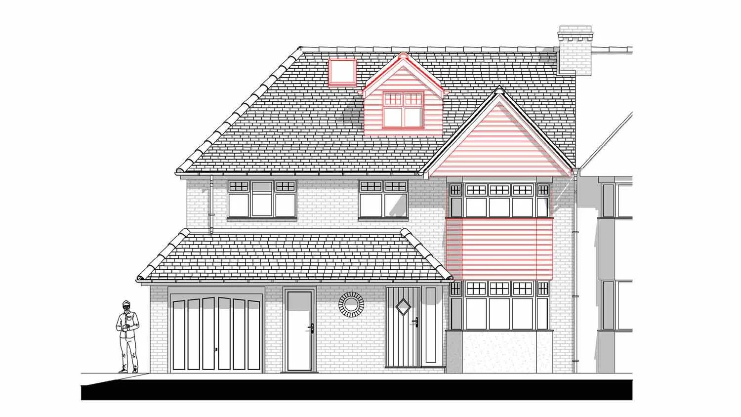 Solihull planning application drawings for a housholder planning application to provide a loft conversion comprising a rear pitcched roof gable dormer and a gable dormer to the front elevation.