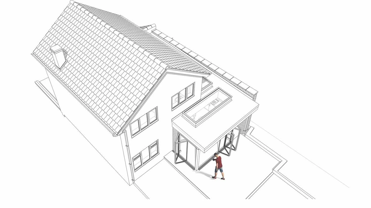 Wrap-around extension in Birmingham featuring a stylish canopy roof for seamless indoor-outdoor flow. McTernan Design creates layouts that enhance natural light, connect living spaces, and provide a versatile area for family life and entertaining.