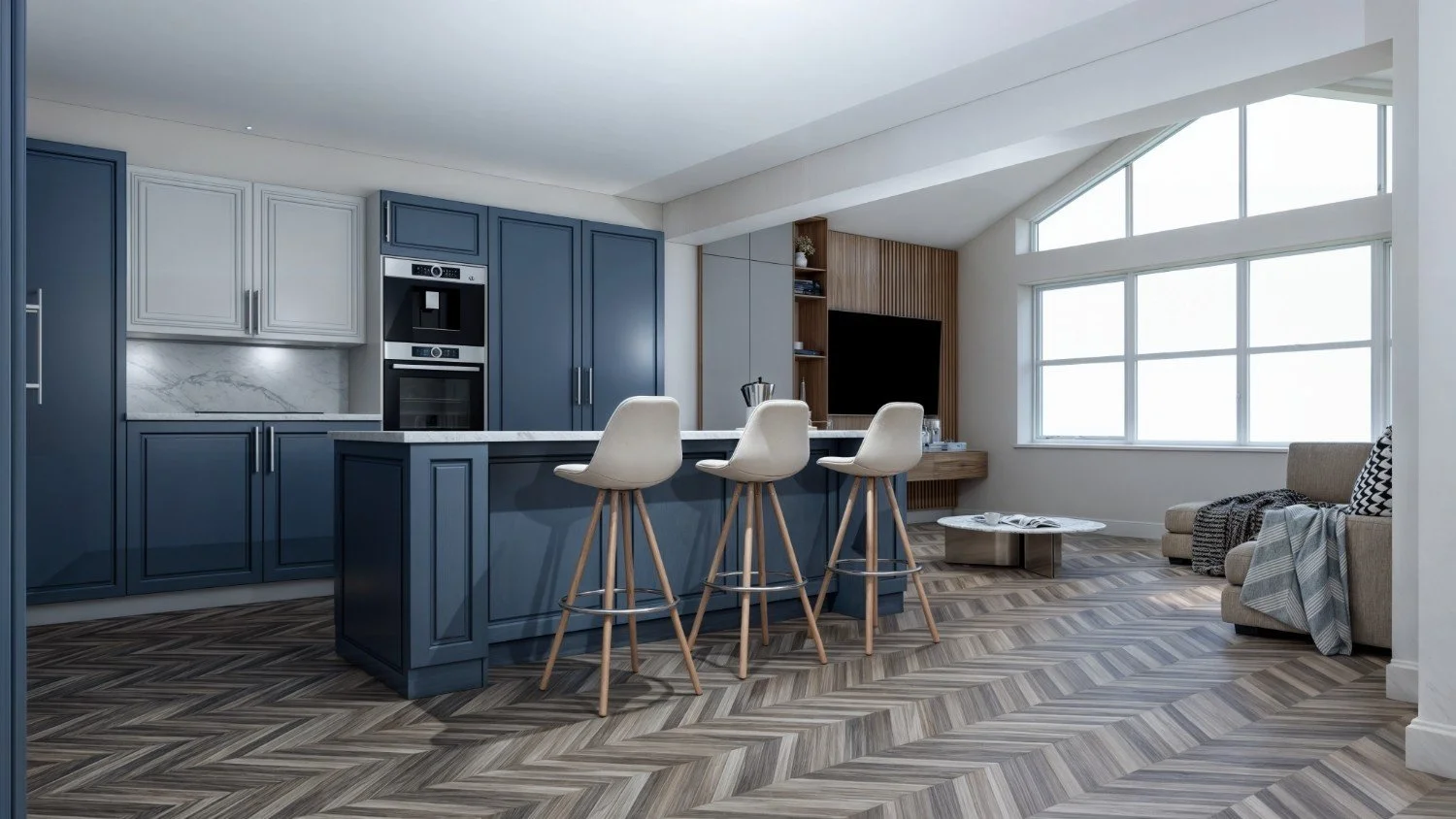Architectural 3D visualisation of a new kitchen and rear extension design Solihull