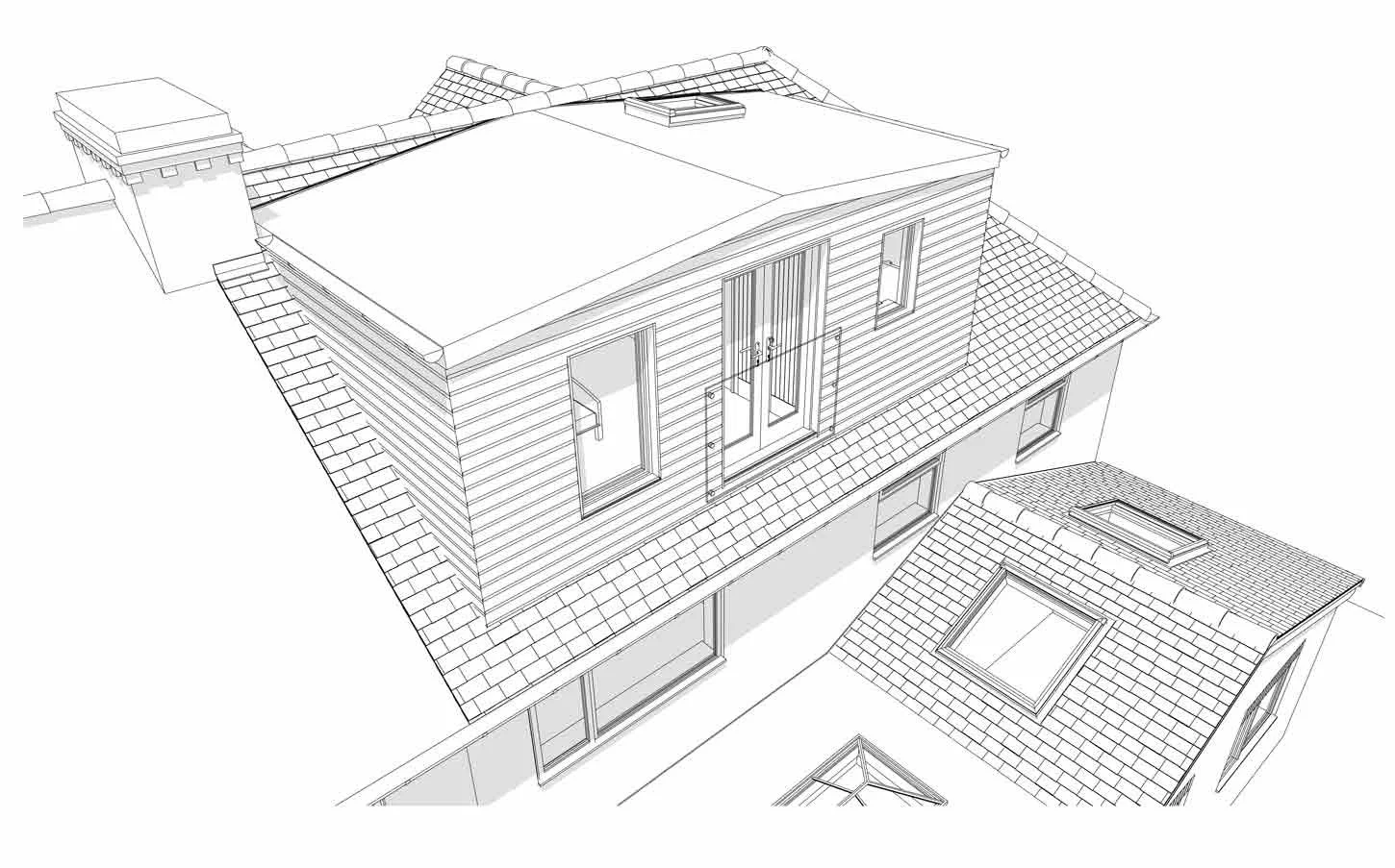 Box dormer window loft conversion in Birmingham offering increased headroom and natural light. McTernan Design provides detailed plans for functional layouts that comply with Lawful Development Certificate requirements and enhance living space.