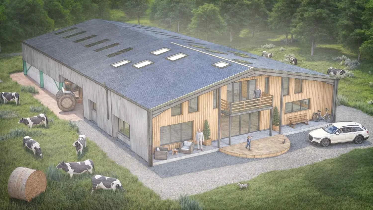 Portal frame barn conversion design Cotswolds McTernan Design