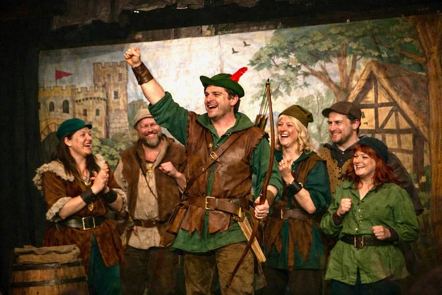 The ensemble as the Merry Men in a production of Robin Hood