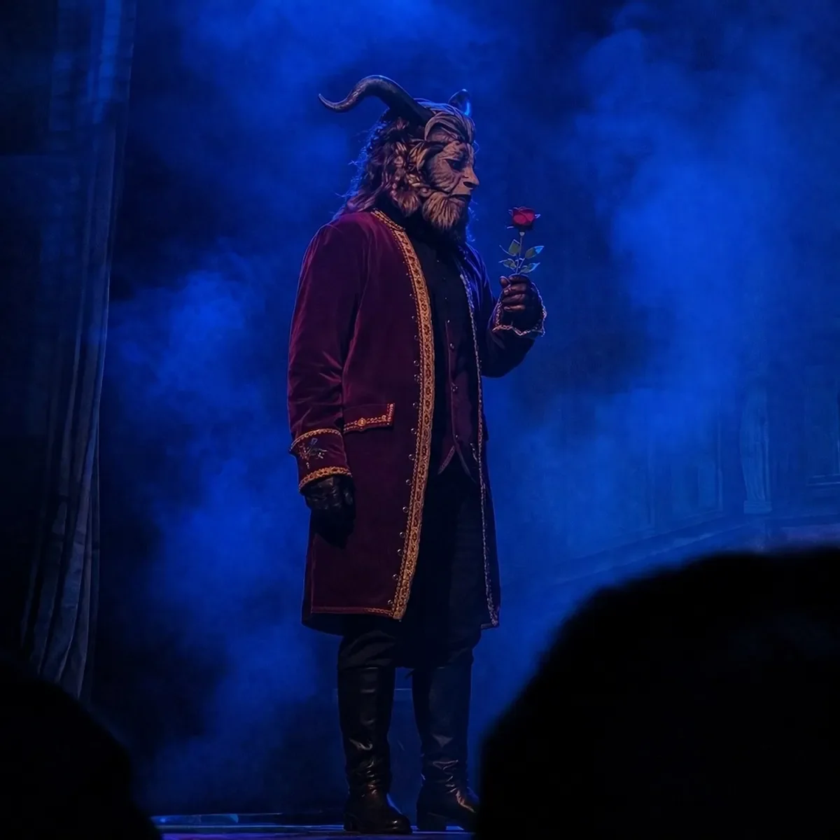 Performer as the Beast in a production of Beauty and the Beast pantomime script