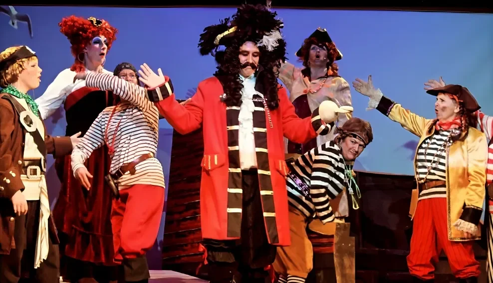 Captain Hook and his crew aboard the Jolly Roger
