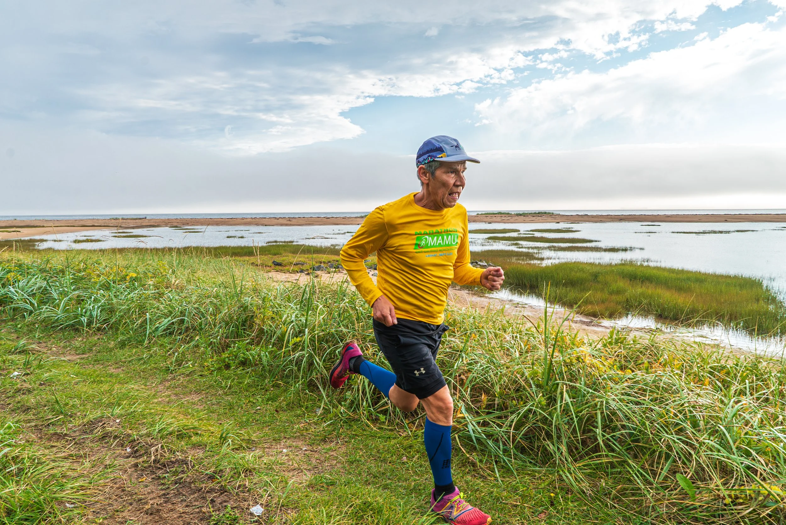 Le coureur innu Roger Vachon à Uashat