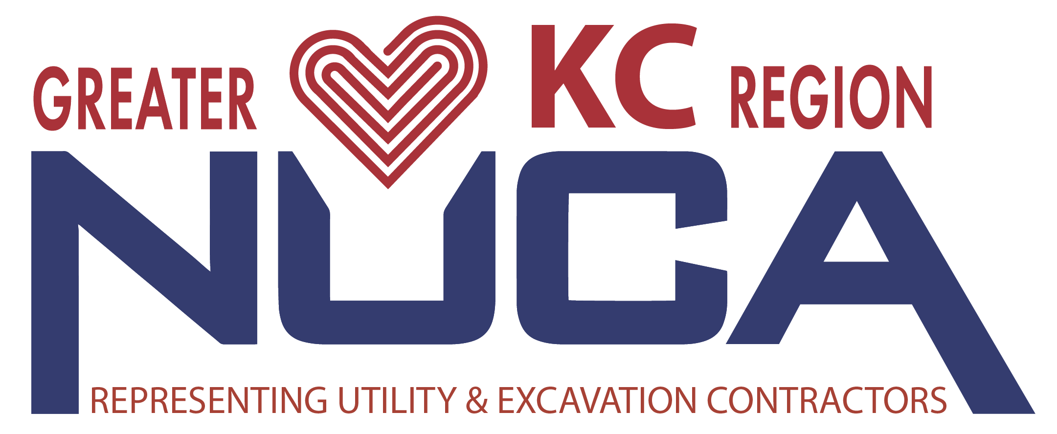 NUCA Logo Bold navy blue text for NUCA, Red text under with tagline: 'Representing Utility & Excavation Contractors'