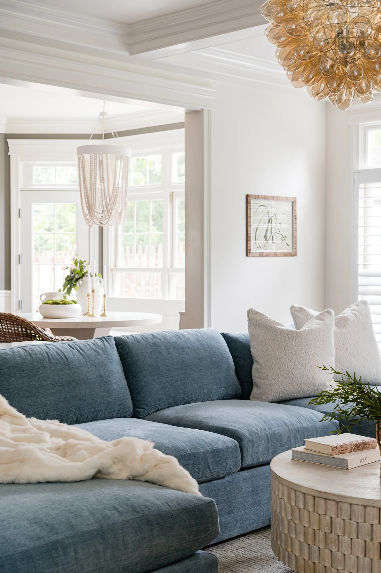 Coastal Living Room with Bold Blue Accents — Sarah Coe Design - Full ...