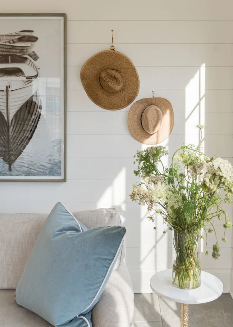 Tranquil Blue Sunroom with Woven Textures & Natural Light — Sarah Coe ...