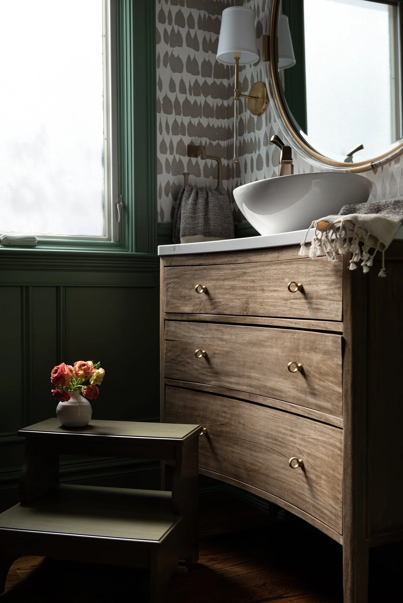 Moody Green Powder Bath Renovation, Glen Ellyn, IL — Sarah Coe Design ...