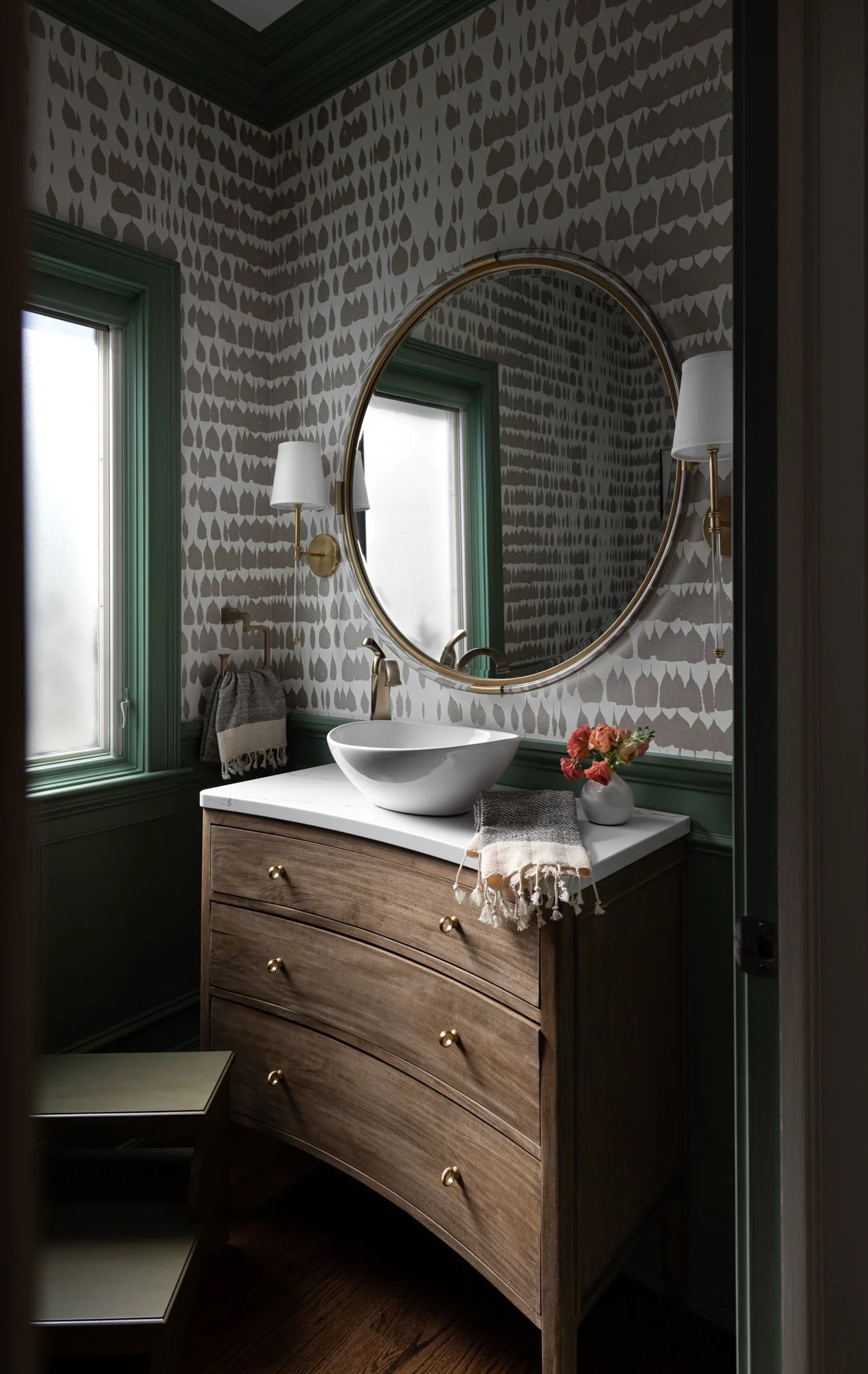 Moody Green Powder Bath Renovation, Glen Ellyn, IL — Sarah Coe Design ...