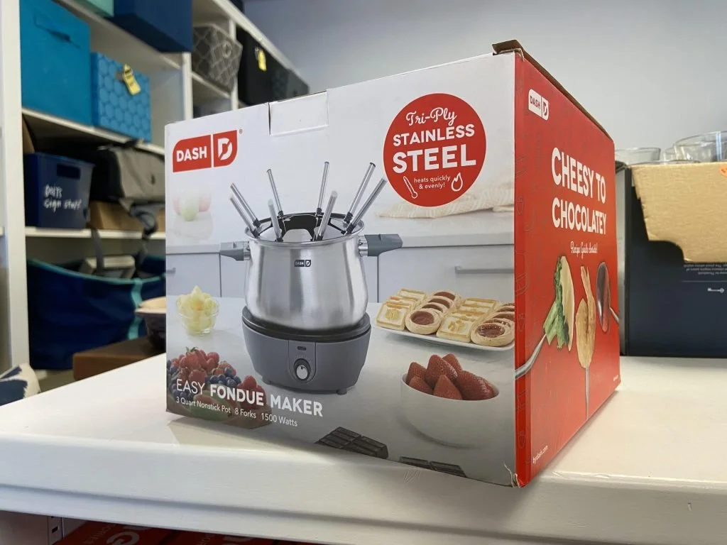 A fondue maker in the box.