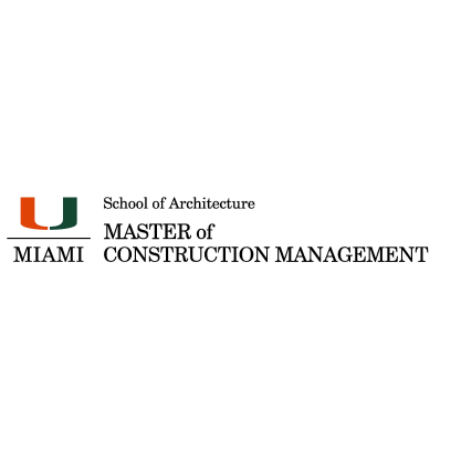 Master of Construction Management program banner for the University of Miami School of Architecture.