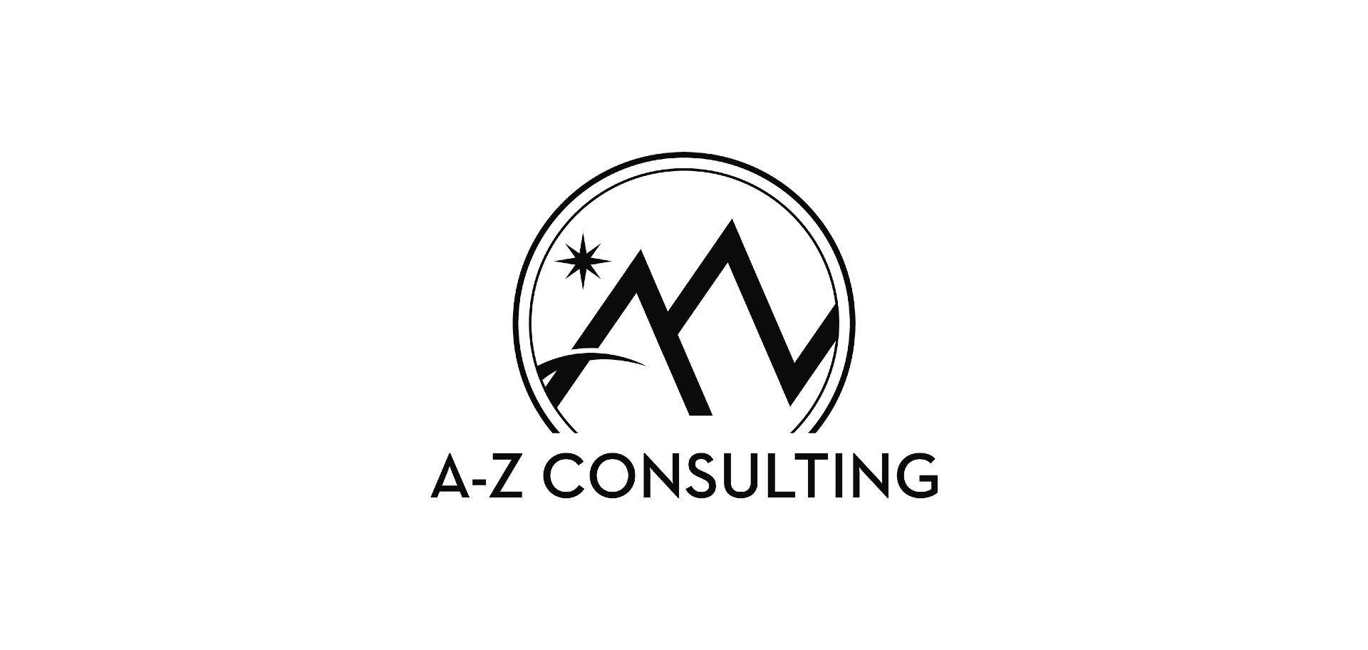 Logo for A-Z Consulting featuring stylized mountainous landscape, a star, and the company name.