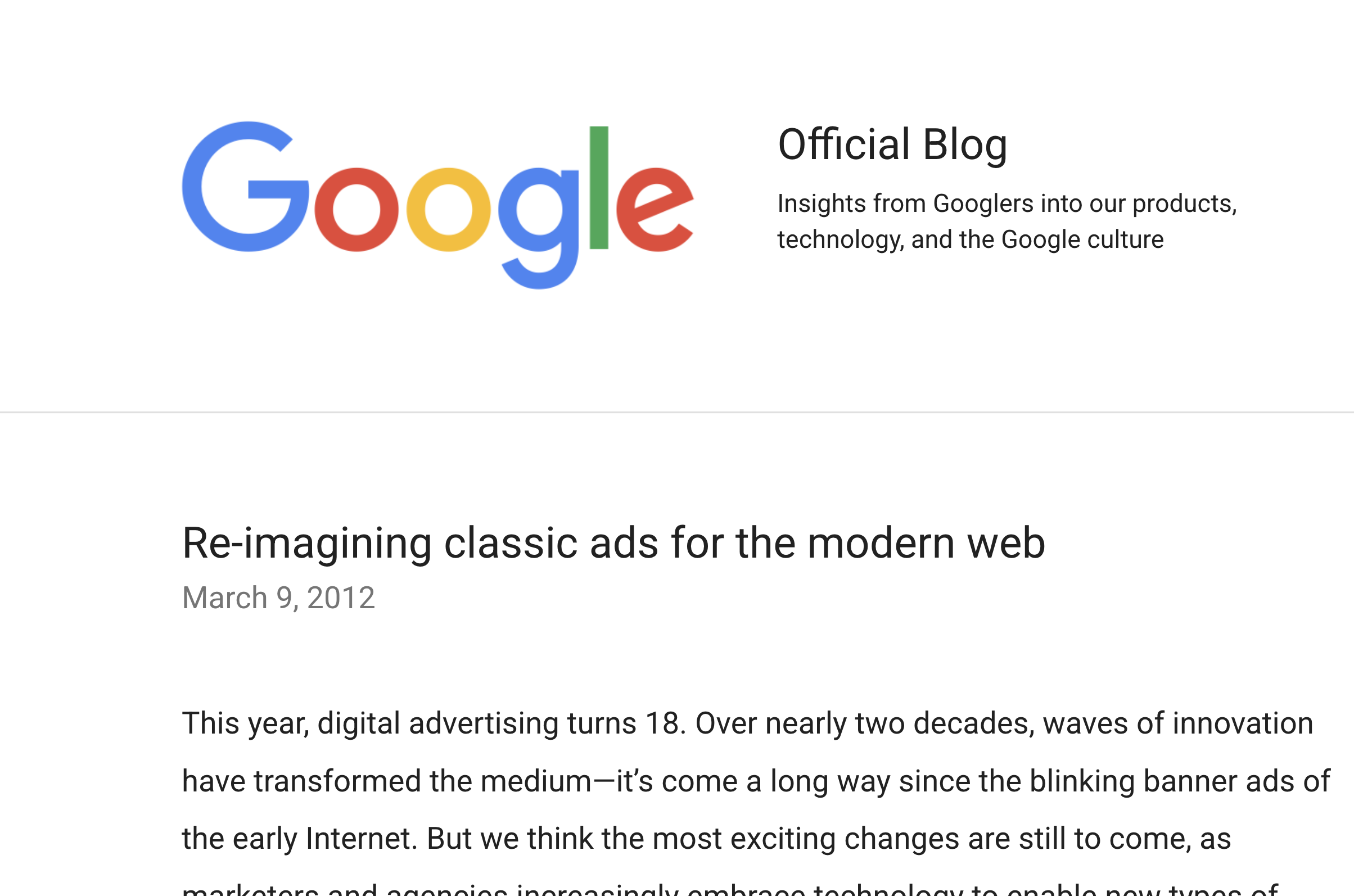 Re-imagining classic ads for the modern web