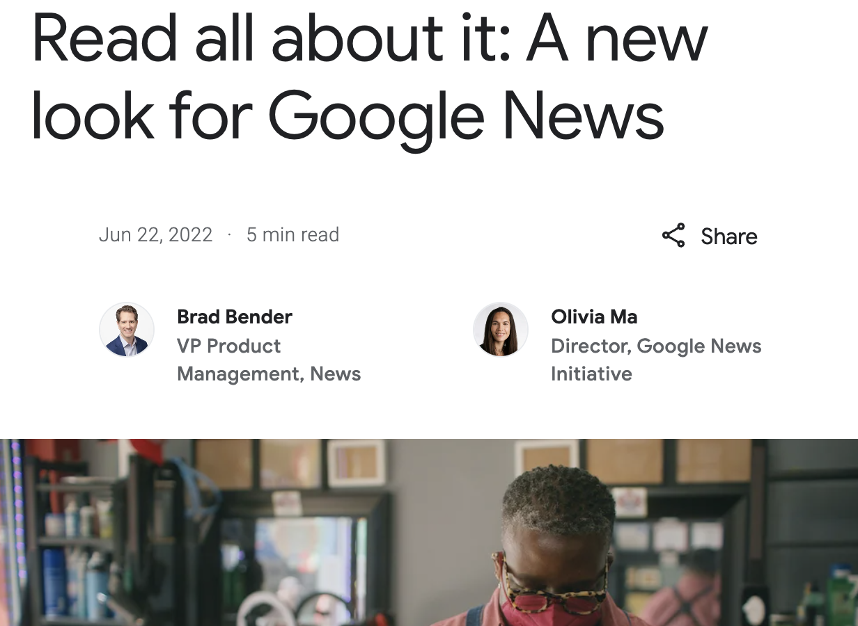 Blogpost: A new look for Google News