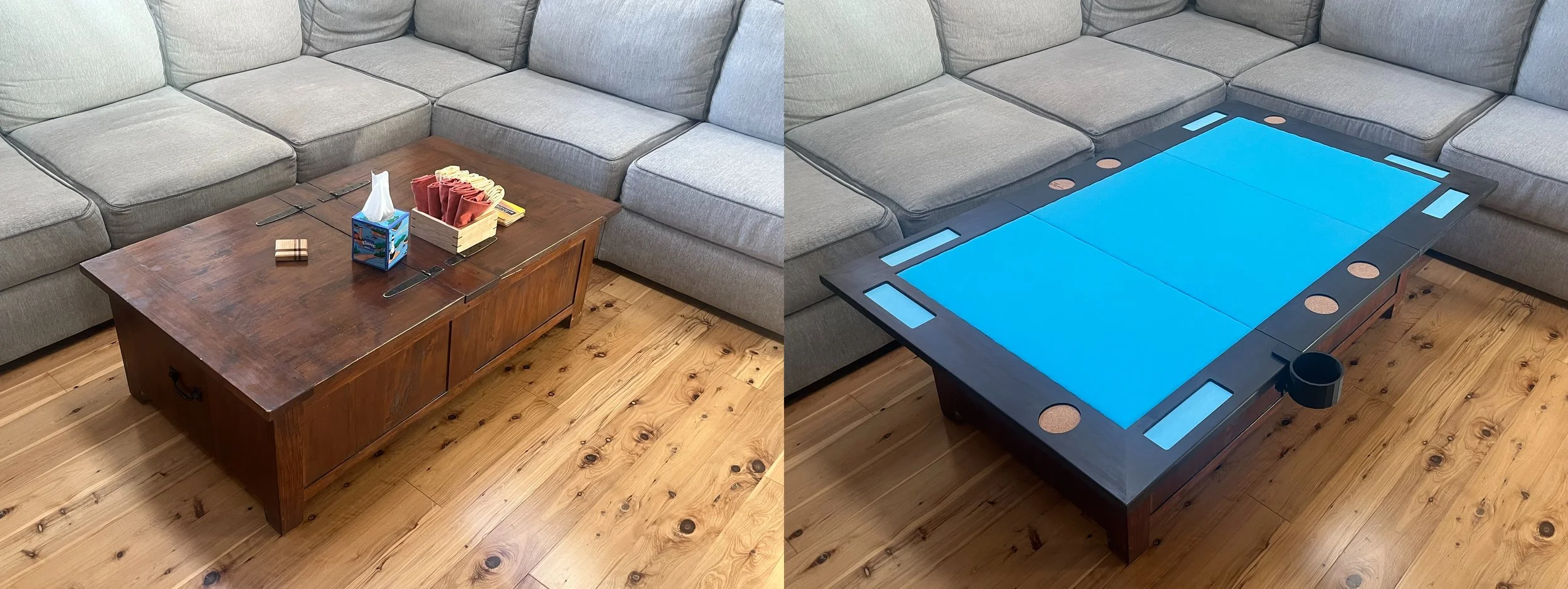 Coffee before and after with topper