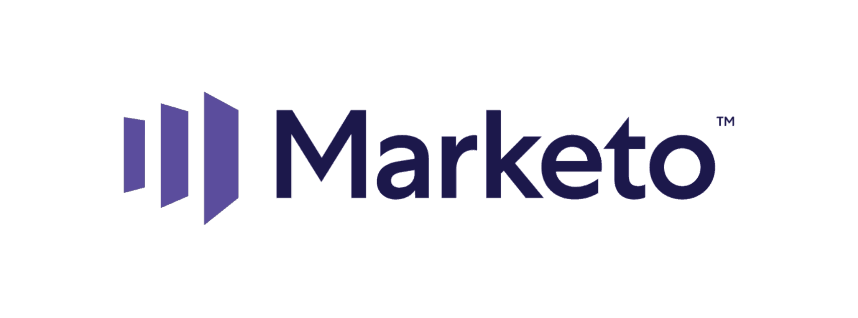 Marketo logo with purple bars and text