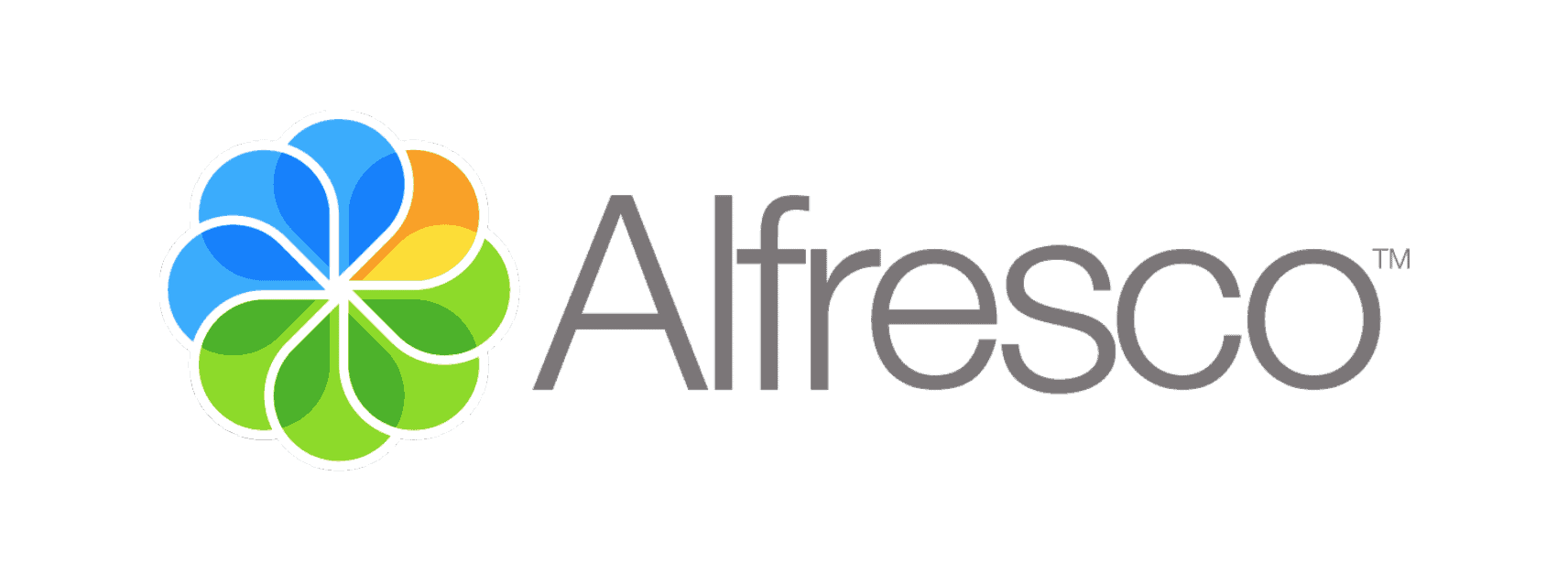 Alfresco logo with colorful flower motif
