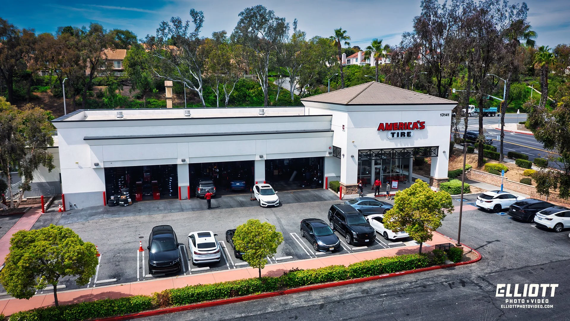 High Quality aerial drone photography professional edit shows America's Tire located in Chino Hills, CA. dji, djimavic2pro, cityofchinohills, elliottphotovideo