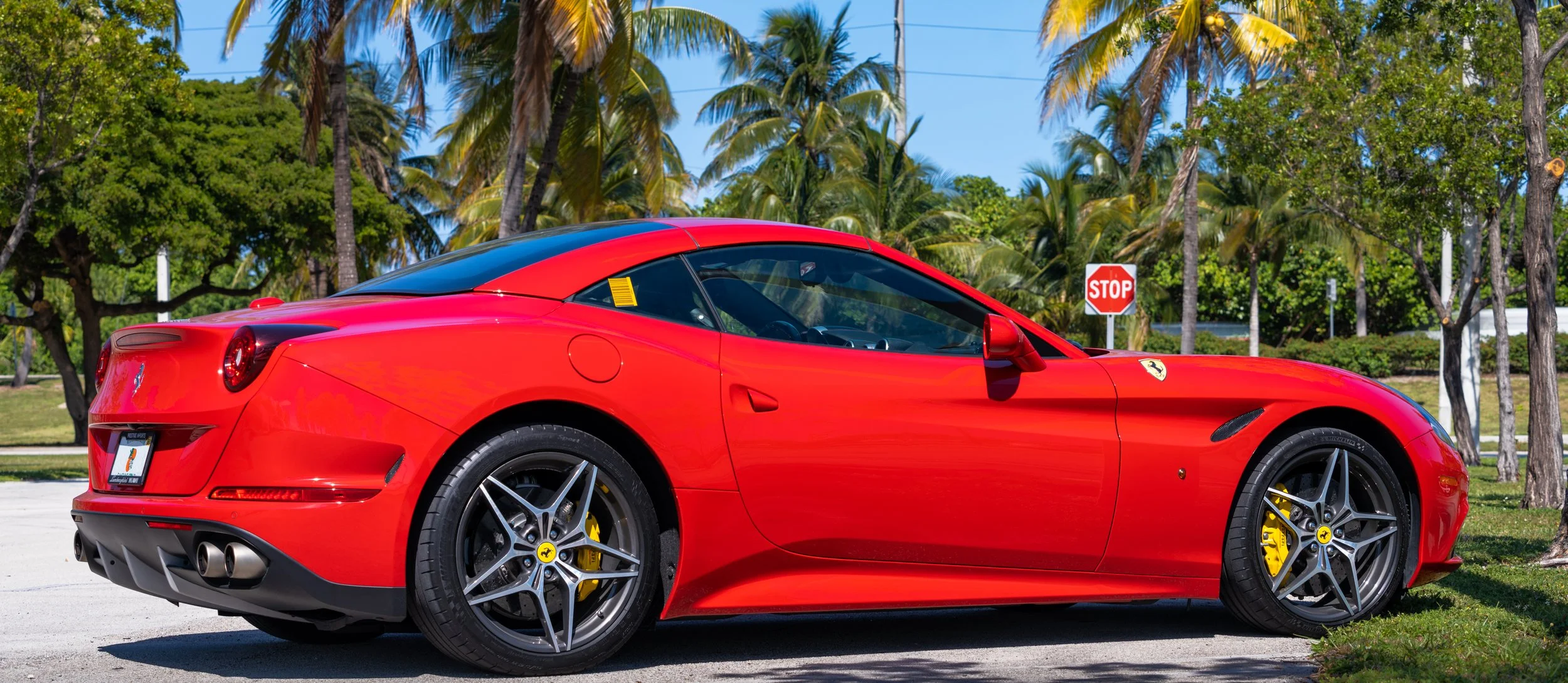 Scarlet Performance: Exotic Ferrari Beneath Miami Palms
