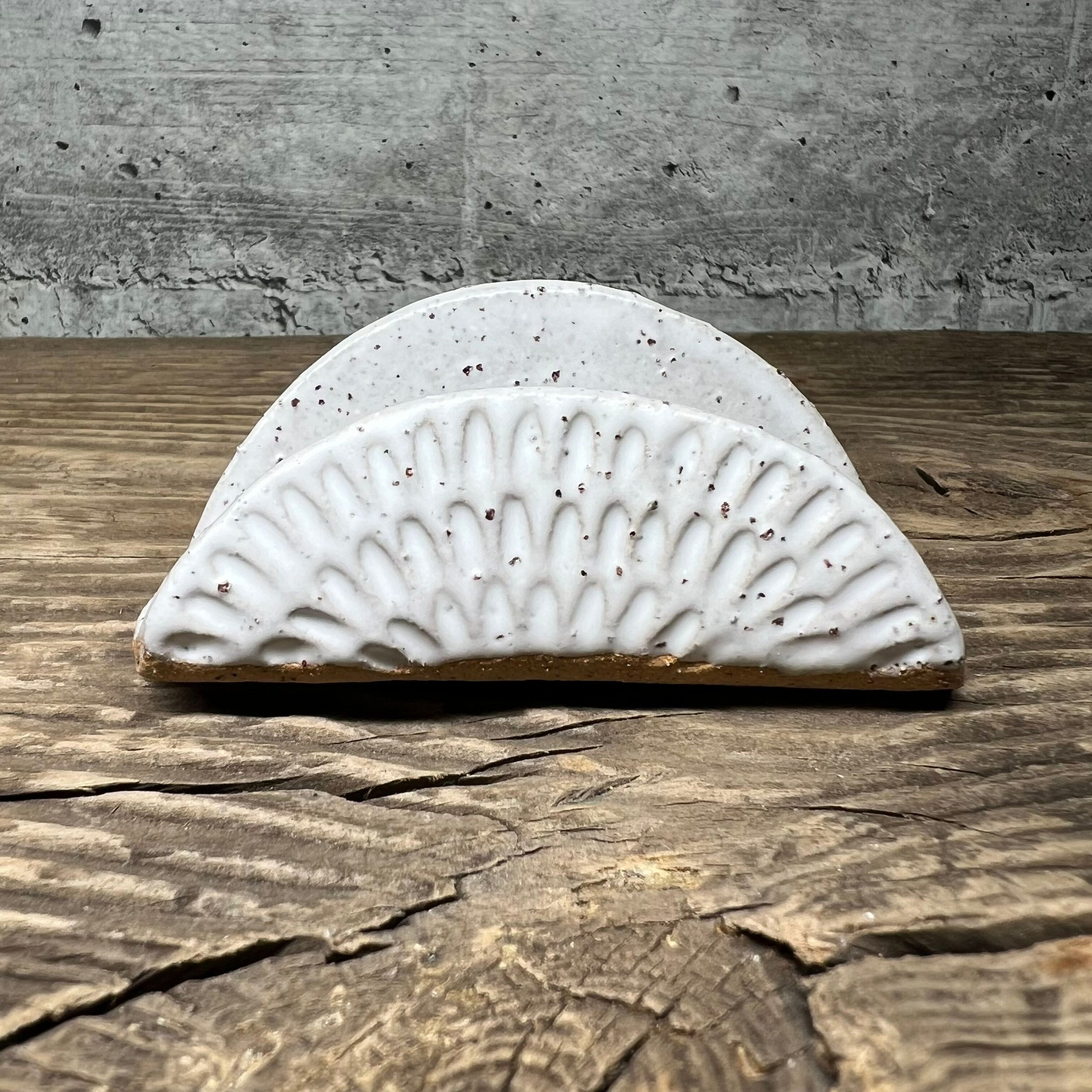 Ceramic business card holder in white