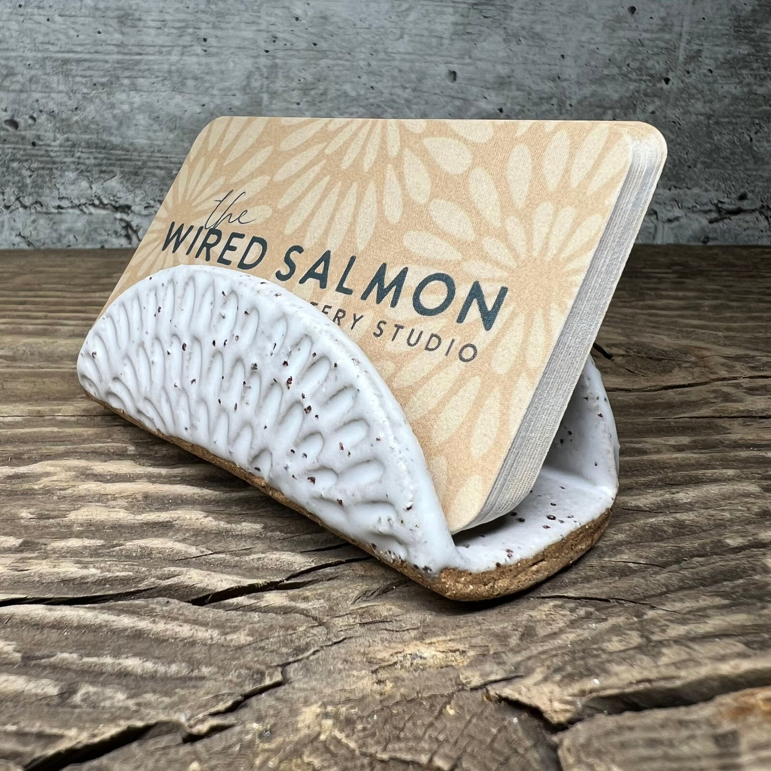 Ceramic business card holder in white