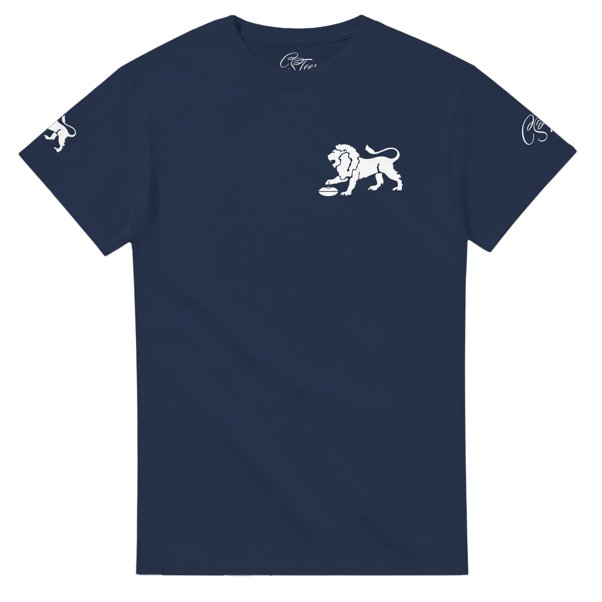 CSTees_LIONSPremiers_Tee_WHITEonNavy_front.png