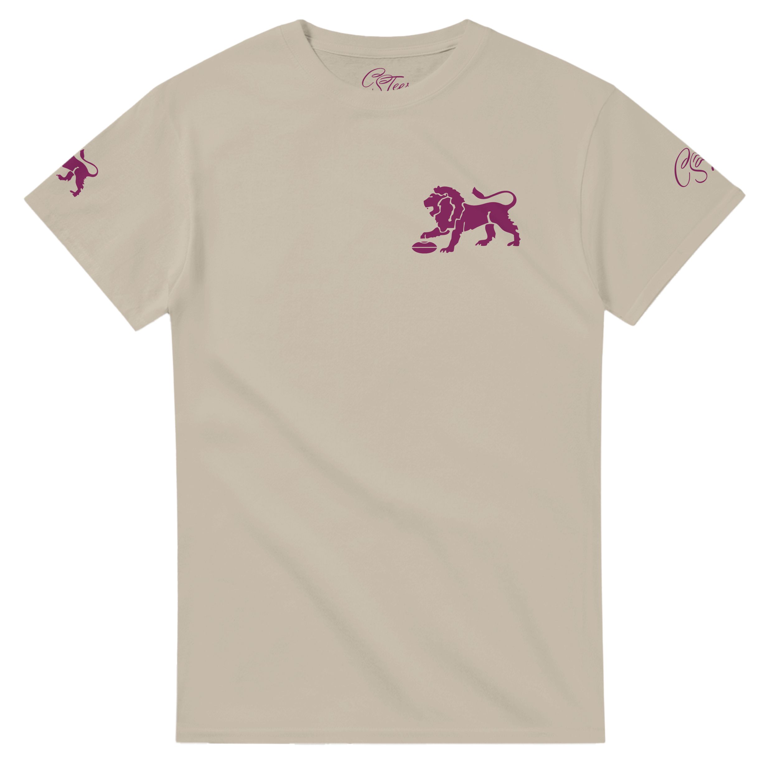 CSTees_LIONSPremiers_Tee_MAROONonSand_front.png