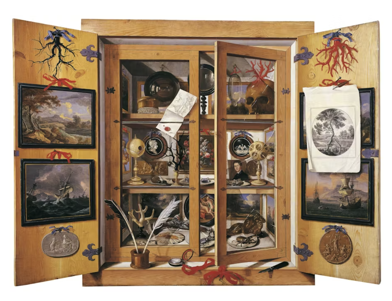 Cabinet of Curiosities, 1690, Domenico Remps, oil on canvas. Semi-precious stones factory.