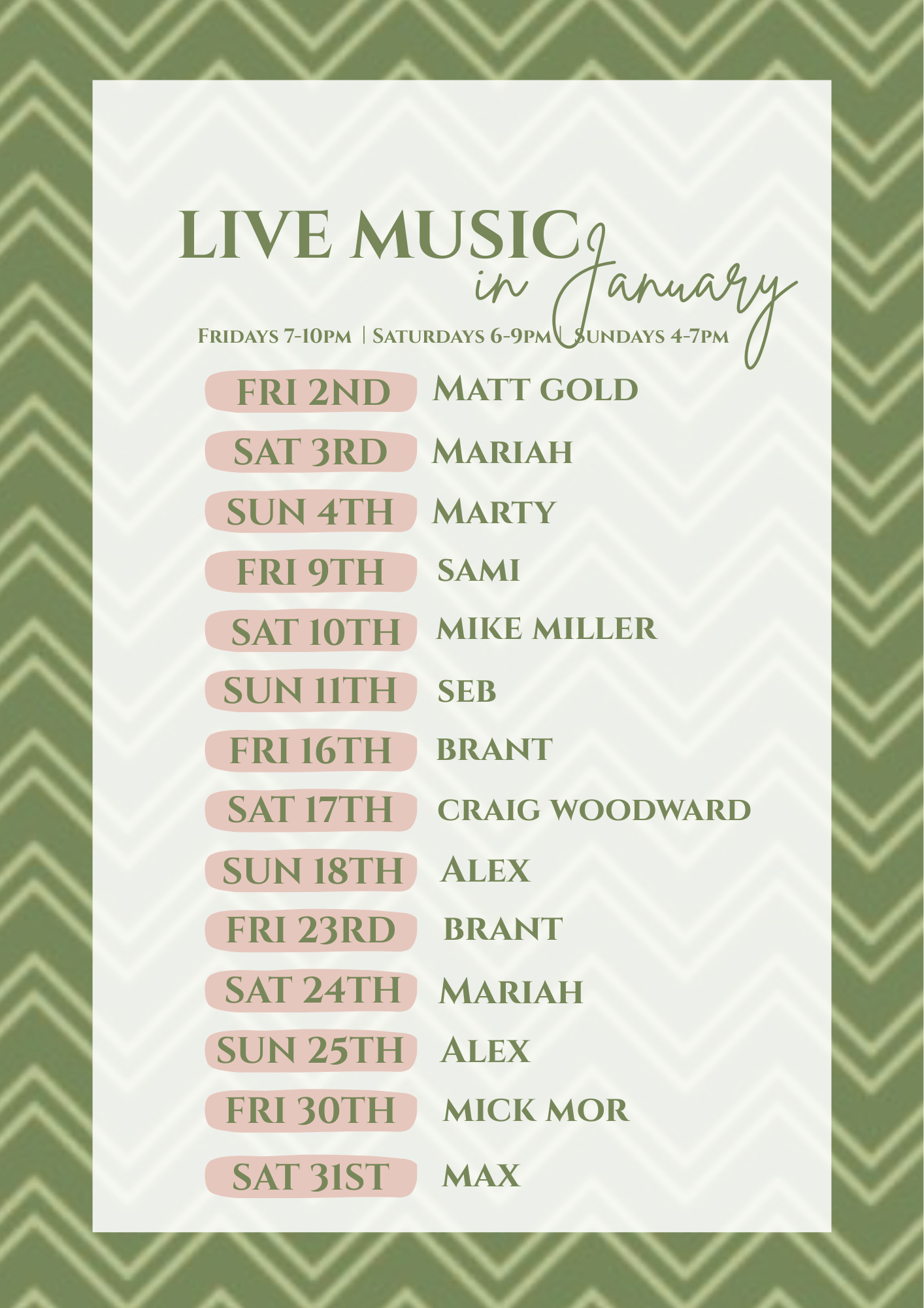 Live music in January